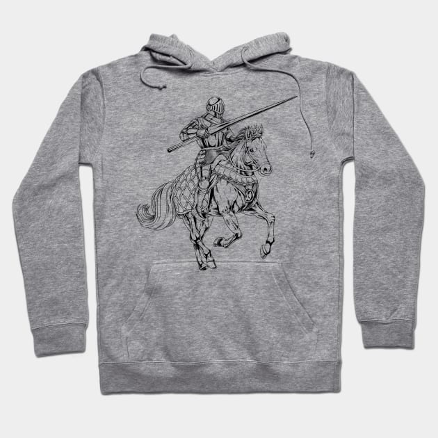 Medieval Knight on Horseback - Joust Hoodie by Modern Medieval Design